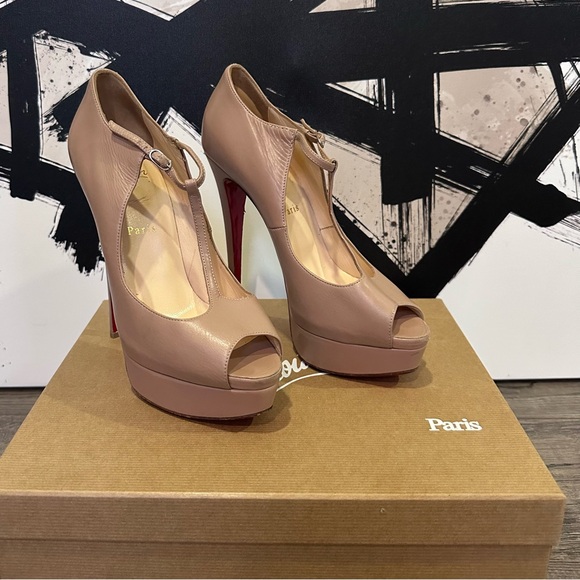 Authentic Christian Louboutin ‘Alta poppins’ Mary Jane Nude Size 39 with box - Picture 3 of 11